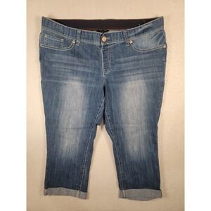 Ariya Jeans Womens 18 Regular Blue Capri Denim Comfort Waist Cuffed Stretch